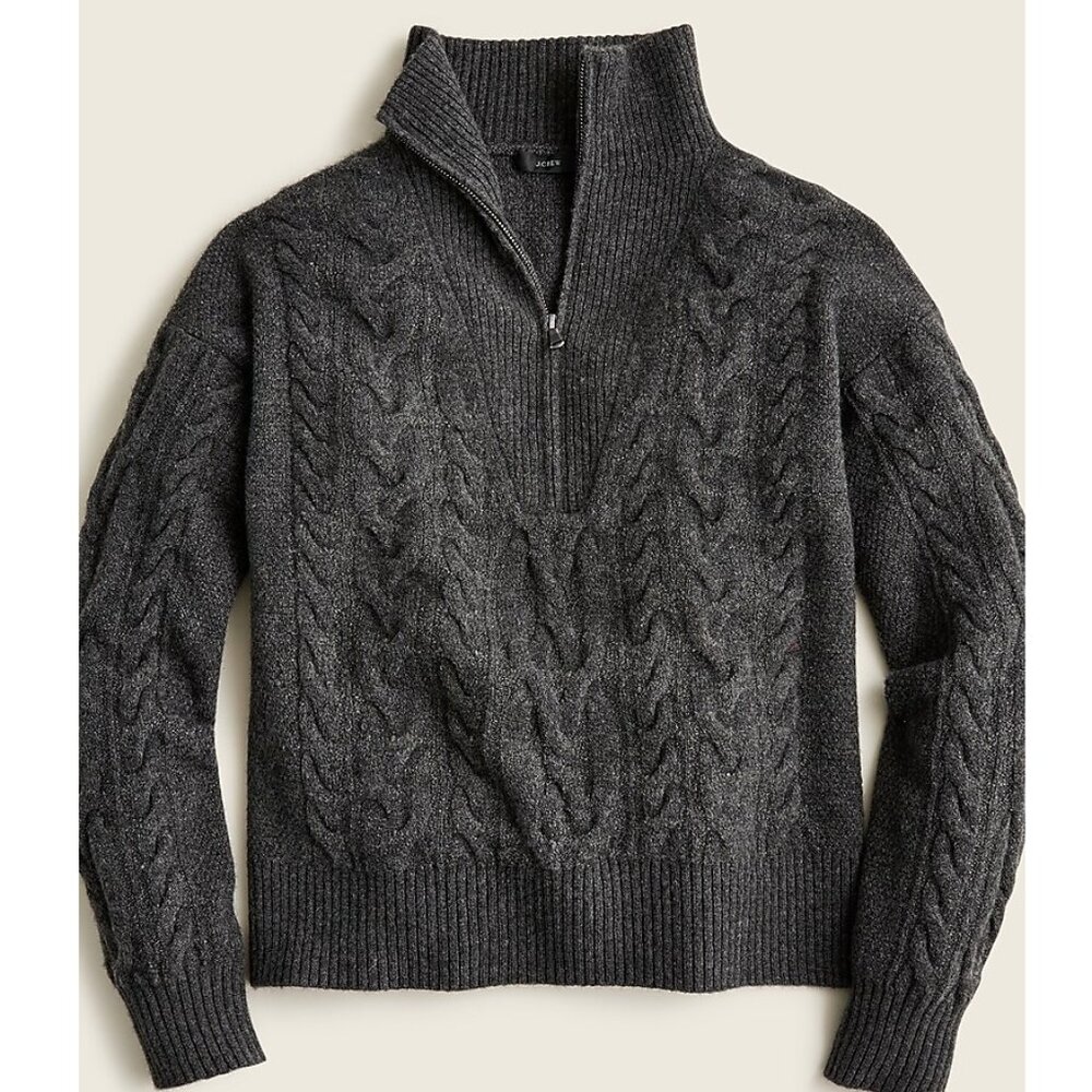 Cable-knit half-zip sweater in Supersoft yarn (size M)